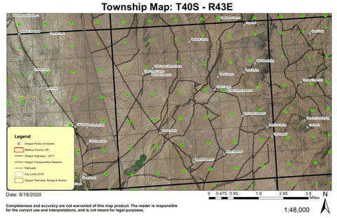 Wood Canyon T40S R43E Township Map Preview 1