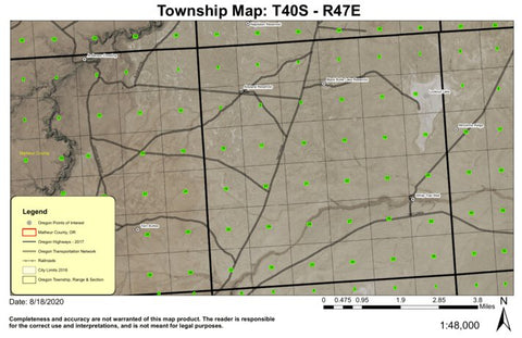 Lookout Lake T40S R47E Township Map Preview 1