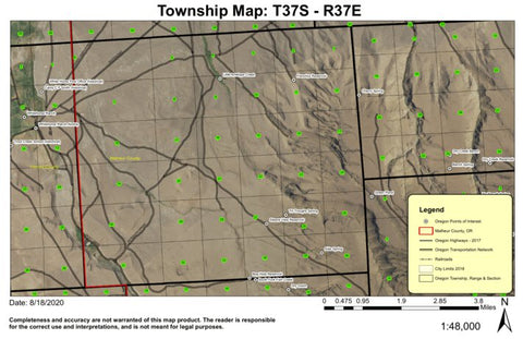 Little Antelope Creek T37S R37E Township Map Preview 1