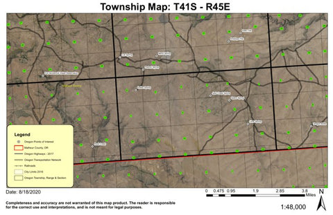 Lime Spring T41S R45E Township Map Preview 1
