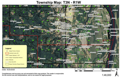 Scappoose T3N R1W Township Map Preview 1