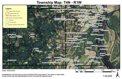 St. Helens T4N R14W Township Map Preview 1