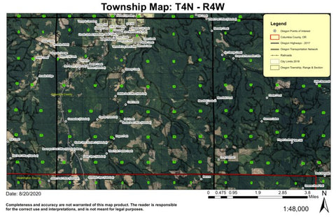 Vernonia T4N R4W Township Map Preview 1