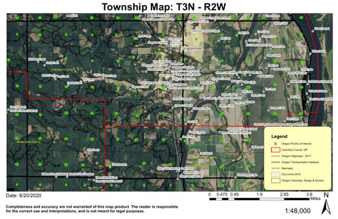 Scappoose T3N R2W Township Map Preview 1
