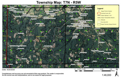 Clatskanie Mountain T7N R5W Township Map Preview 1