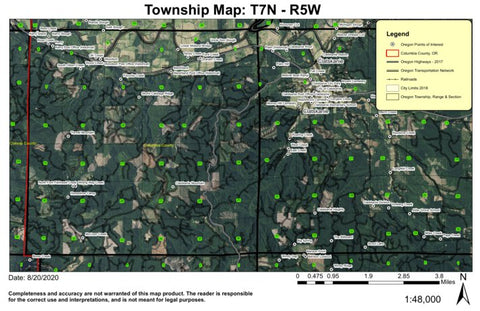 Clatskanie Mountain T7N R5W Township Map Preview 1