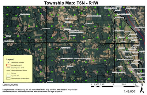 Bybee Ledge Channel T6N R1W Township Map Preview 1