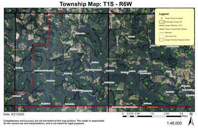 Barney Reservoir T1S R6W Township Map Preview 1