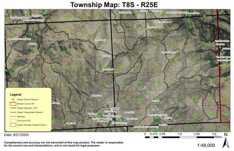 Branson Canyon T8S R25E Township Map Preview 1