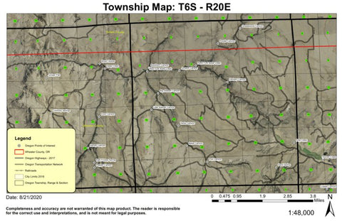 Butte Creek T6S R20E Township Map Preview 1