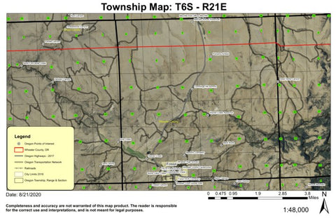 Fossil T6S R21E Township Map Preview 1