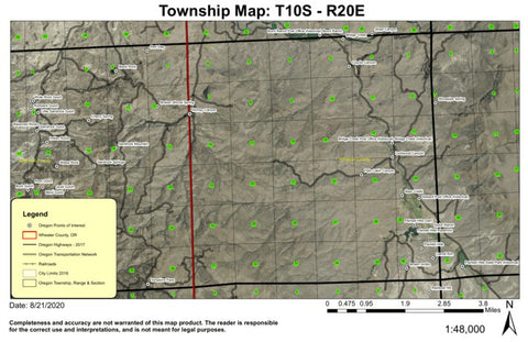 Painted Hills T10S R20E Township Map Preview 1