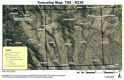Frizzel Mountain T8S R23E Township Map Preview 1