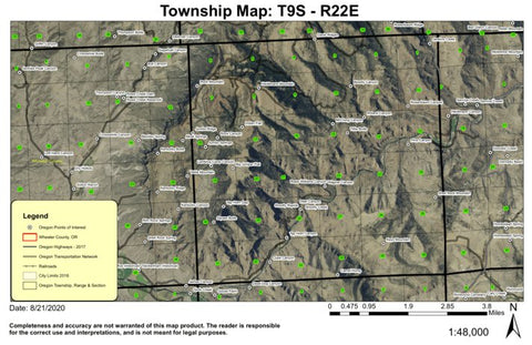 Keys Mountain T9S R22E Township Map Preview 1