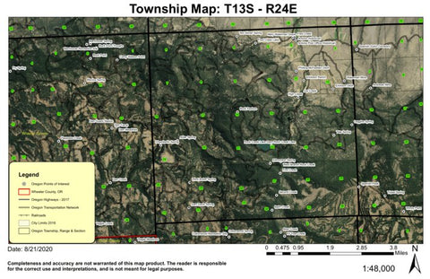 Rock Creek Lake T13S R24E Township Map Preview 1