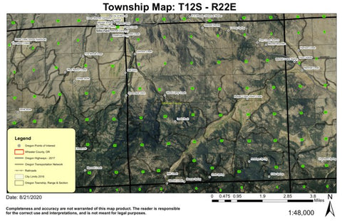 Mitchell Mountain T12S R22E Township Map Preview 1