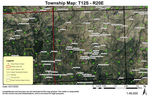 Ochoco Pass T12S R20E Township Map Preview 1