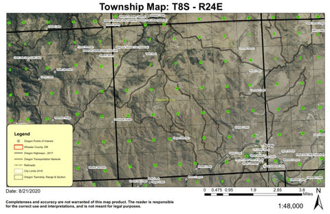 Spray T8S R24E Township Map Preview 1