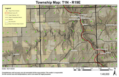 Starvation Point T1N R19E Township Map Preview 1
