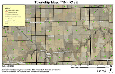 Hay Canyon T1N R18E Township Map Preview 1