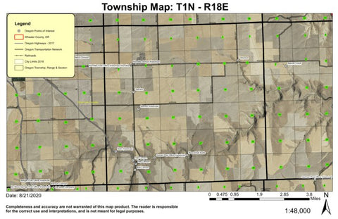 Hay Canyon T1N R18E Township Map Preview 1