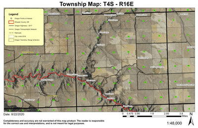 Finnegan Creek T4S R16E Township Map Preview 1