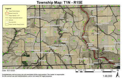 Gordon Butte T1N R15E Township Map Preview 1