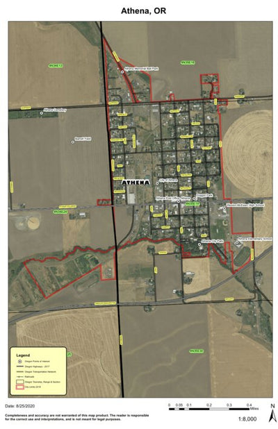 Athena Coverage Map Athena, OR Map by Super See Services | Avenza Maps