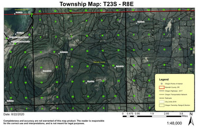 Hamner Butte T23S R8E Township Map Preview 1