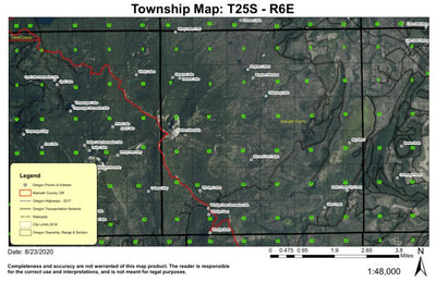 Cowhorn Mountain T25S R6E Township Map Preview 1