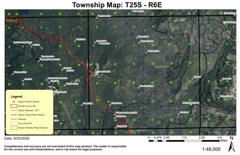Cowhorn Mountain T25S R6E Township Map Preview 1