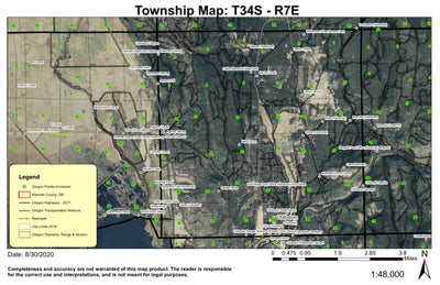 Chiloquin T34S R7E Township Map Preview 1