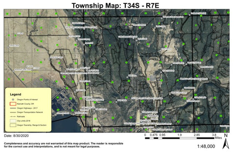 Chiloquin T34S R7E Township Map Preview 1