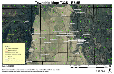 Fort Klamath T33S R7.5E Township Map Preview 1