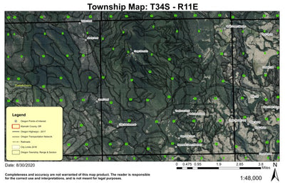 Fuego Mountain T34S R11E Township Map Preview 1