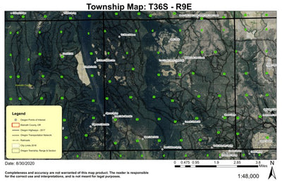 Ya-Whee Plateau T36S R9E Township Map Preview 1