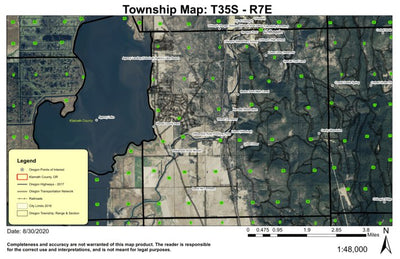 Chiloquin T35S R7E Township Map Preview 1