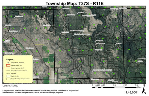 Bly Mountain Pass T37S R11E Township Map Preview 1