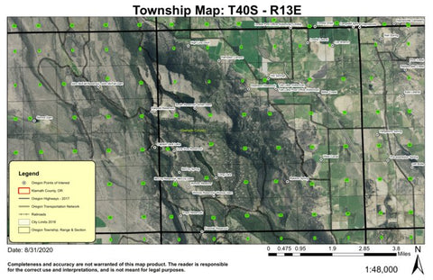 Tule Lake T40S R13E Township Map Preview 1
