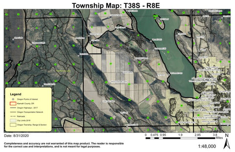 Klamath Lake T38S R8E Township Map Preview 1