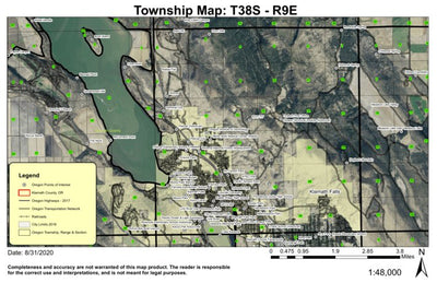 Klamath Falls T38S R9E Township Map Preview 1