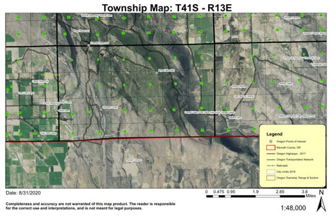 Malin T41S R12E Township Map Preview 1