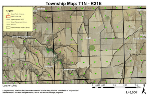 French Charlie Canyon T1N R21E Township Map Preview 1