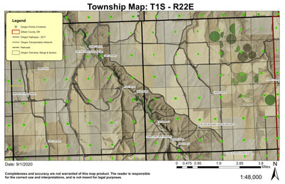 Historical Monument T1S R22E Township Map Preview 1