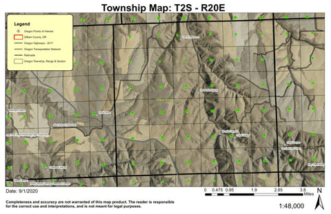 Devils Backbone T2S R20E Township Map Preview 1