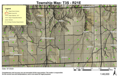 Bulls Eye Butte T3S R21E Township Map Preview 1
