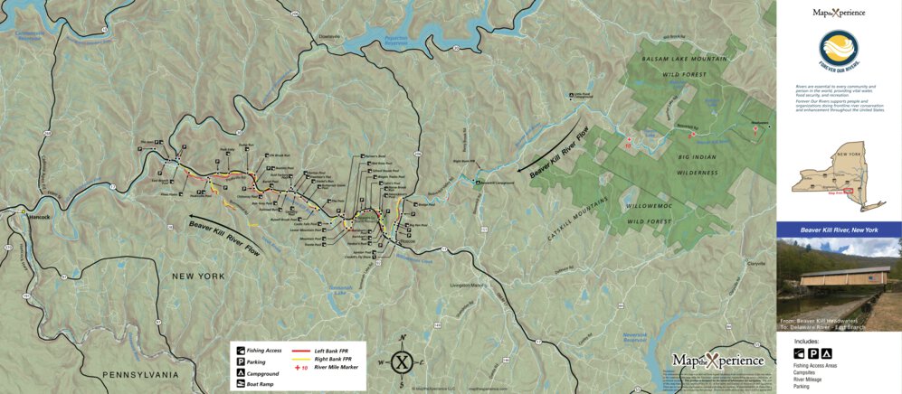 Beaverkill River Fishing Map - Fish New York by Map the Xperience ...