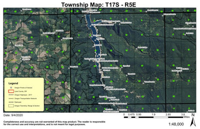 Cougar Reservoir T17S R5E Township Map Preview 1