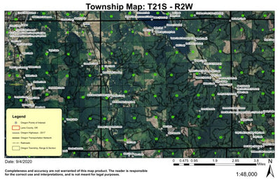 Dorena Lake Dam T21S R2W Township Map Preview 1
