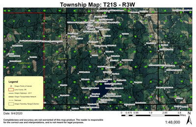 Cottage Grove Lake Dam T21S R3W Township Map Preview 1